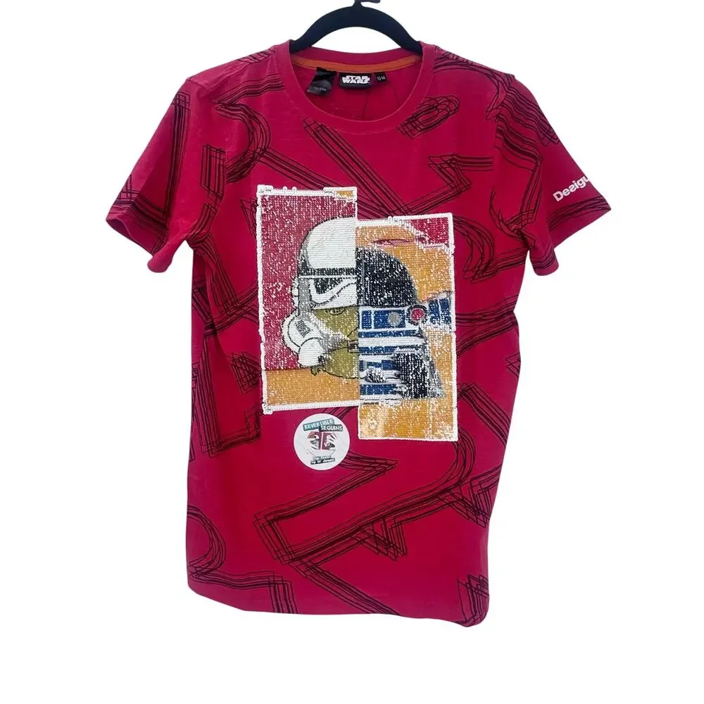 Star Wars Boys' Graphic Print Crewneck T-Shirt Short Sleeve Red Size 13-14 NWOT